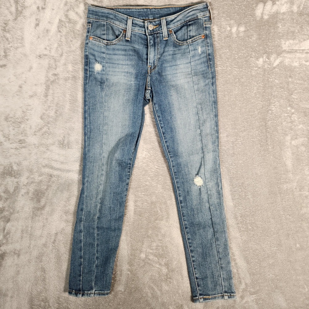 Levi's 721 Jeans Women's W27 Blue High Rise Skinny Medium Wash Distressed - Picture 1 of 14
